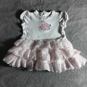 Little Me pink lace ruffle dress 6M Vintage Boho Photoshoot cottage